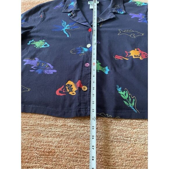 Vintage Coconut Bay  Shirt 2X Fish Print Button Front Made in USA Unisex Style - Picture 5 of 7